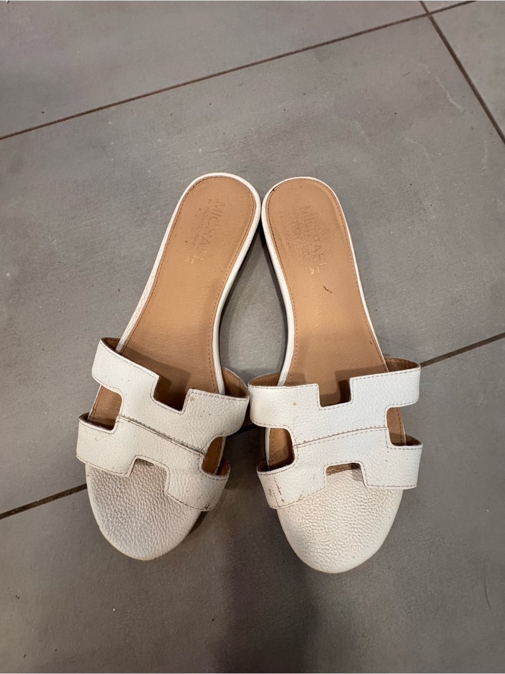 Women’s White Slip-On Leather Slide Sandals